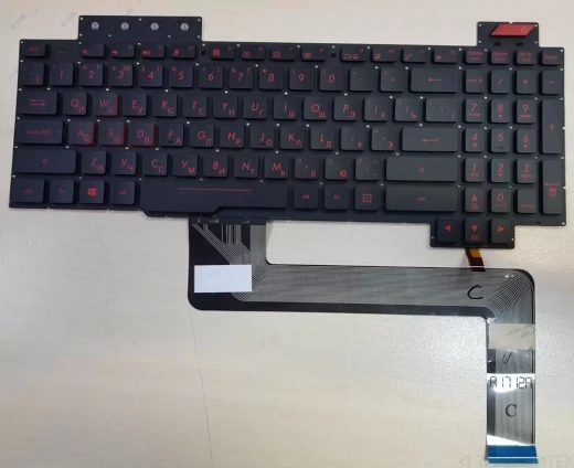 Клавиатура для ноутбука Asus FX63VM, FX63VD, FZ63VM, FZ63VD, ZX63VD, FX503 черная, красные кнопки, с подсветкой