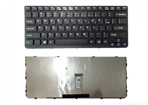 Клавиатура для ноутбука Sony Vaio SVE14A, SVE14A2M6EW, SVE14A1C5E, SVE14A1M6EP, SVE14A1S6R, SVE14A1X1R, SVE14A1V6R, SVE14A1V1R, SVE14A2V1R чёрная, без рамки