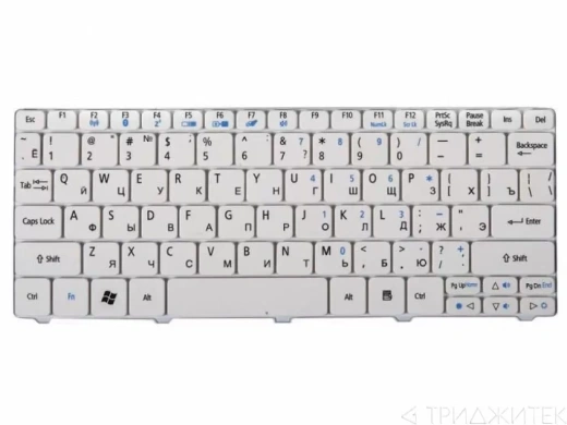 Клавиатура для ноутбука Acer Aspire One 521, 532, 532H, 533, D255, D257, D260, D270, E350, em350, E355, ZE6, для One Happy, N55, Pav80, белая, горизонтальный Enter