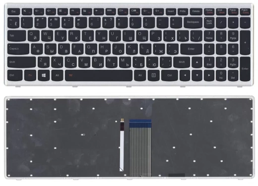 Клавиатура для ноутбука Lenovo IdeaPad U510, Z710 with silver frame and light