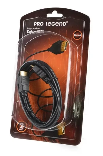 Кабель Pro Legend PL1120 HDMI 2m, версия 2.0, 3D, Ethernet, 4K BL1