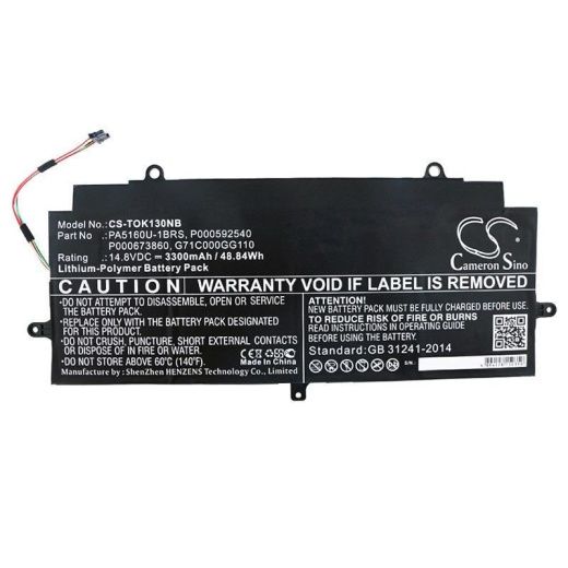 Аккумулятор CameronSino CS-TOK130NB для ноутбука Toshiba KIRA 13 Kirabook, KIRA-101, 14.8В, 3300 мАч, 48.84 Вт, Li-Polymer, черный