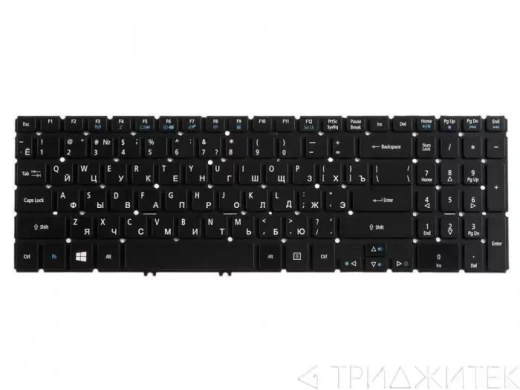 Клавиатура для ноутбука Acer Aspire V5-552, V5-552P, V5-572, V5-572G, V5-572PG, V5-573, V5-573G, V5-573PG, V7-581, V7-581PG, V7-582, V7-582PG, Z5WE1, Z5WE3, Z5WV2, Z5WAL, V5WE2, PB71E05 с подсветкой, черная без рамки, горизонтальный Enter