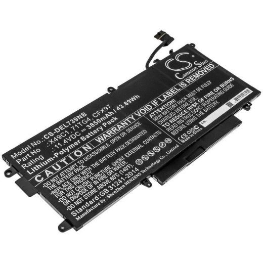 Аккумулятор CameronSino CS-DEL739NB для ноутбука Dell Latitude 5289 2-in-1, Latitude 7390 2-in-1, 11.4В, 3850 мАч, 43.89 Вт, Li-Polymer, черный