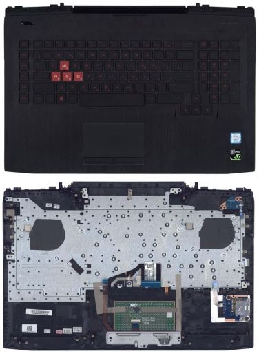 Клавиатура для ноутбука HP Omen 17-AN топкейс красный шрифт, б.у.