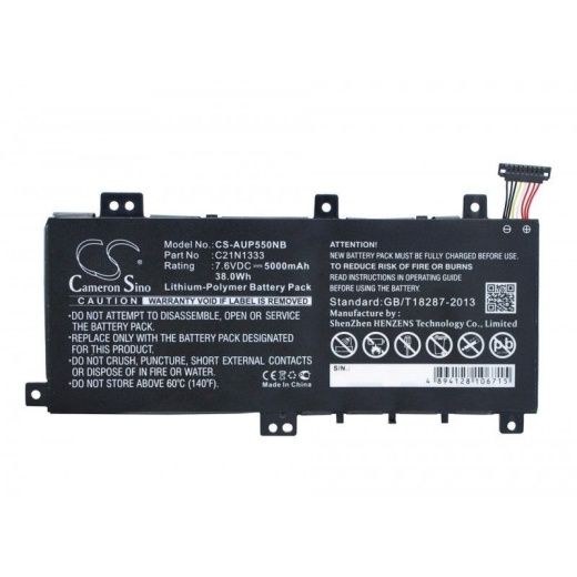 Аккумулятор CameronSino CS-AUP550NB для ноутбука Asus J550LA, J550LAB, J550LD, 7.6В, 5000 мАч, 38 Вт, Li-Polymer, черный