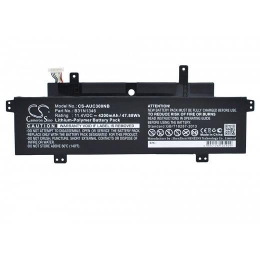 Аккумулятор CameronSino CS-AUC300NB для ноутбука Asus Chromebook C300MA-XB11, C300SA-2A, 11.4В, 4200 мАч, 47.88 Вт, Li-Polymer, черный