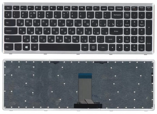 Клавиатура для ноутбука Lenovo IdeaPad U510, Z710 with silver frame