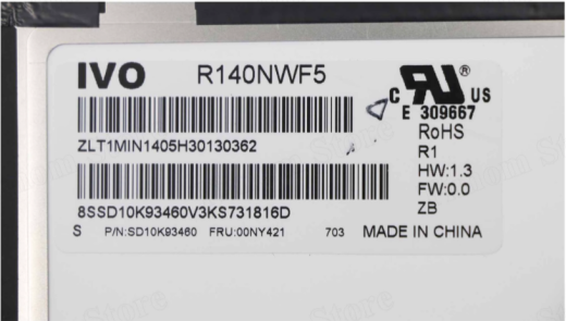 Матрица для ThinkPad  LENOVO  R140NWF5 R1 00NY421 IVO  20JM 20JNсенсорный экран 1920*1080 IPS матовый 