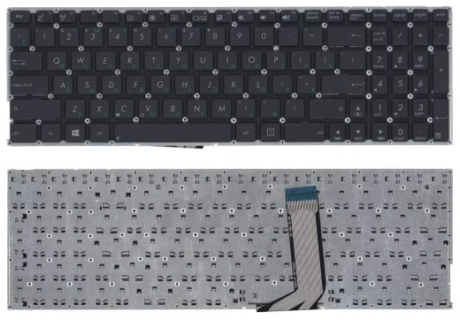 Клавиатура для ноутбука Asus X756 черная без рамки (горизонтальный Enter)