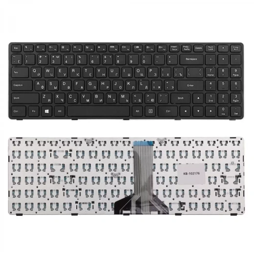Клавиатура для ноутбука Lenovo Ideapad 100-15, 100-15IBD Series. Плоский Enter. Черная, с рамкой