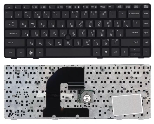 Клавиатура для ноутбука HP EliteBook 8460P ProBook, 6460B, 6465B черная с черной рамкой с указателем