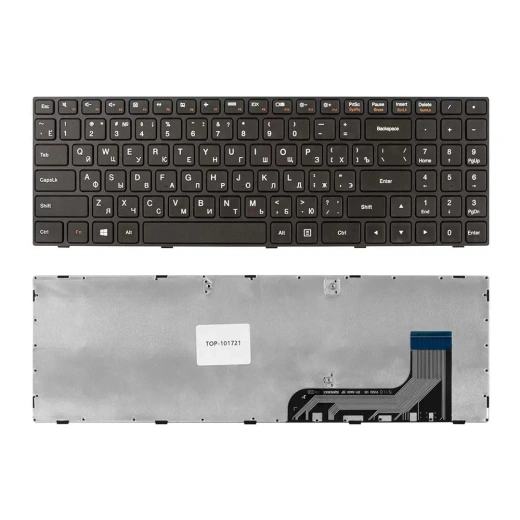 Клавиатура для ноутбука Lenovo Ideapad 100-15, 100-15IBY, B50-10, B5010 Series, чёрная, с чёрной рамкой, плоский Enter