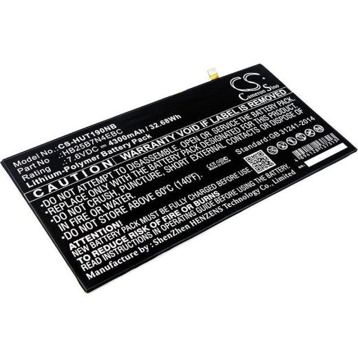 Аккумулятор CameronSino CS-HUT190NB для ноутбука Huawei HZ-W19, MateBook, 7.6В, 4300 мАч, 32.68 Вт, Li-Polymer, черный