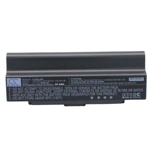 Аккумулятор CameronSino CS-BPL9DB для ноутбука Sony AIO VGN-AR760, VAIO PCG-5G1L, 11.1В, 8800 мАч, Li-ion, черный