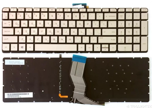 Клавиатура для ноутбука HP Pavilion 15-AB, 15-AB000, 15-AB100, 15-AB200, 15Z-AB100 серебряная, без рамки, с подсветкой