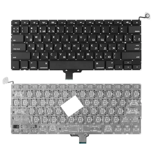Клавиатура для ноутбука Apple Macbook Air A1304, A1237 Series. Плоский Enter. Черная, без рамки