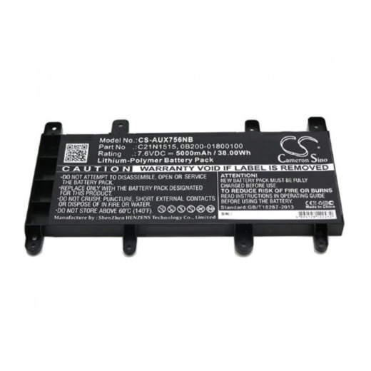 Аккумулятор CameronSino CS-AUX756NB для ноутбука Asus F756UA, F756UA-T4278T, 7.6В, 5000 мАч, 38 Вт, Li-Polymer, черный