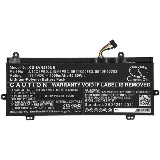 Аккумулятор CameronSino CS-LVN230NB для ноутбука Lenovo Winbook N22, Winbook N23, 11.4В, 4000 мАч, 45.6 Вт, Li-Polymer, черный