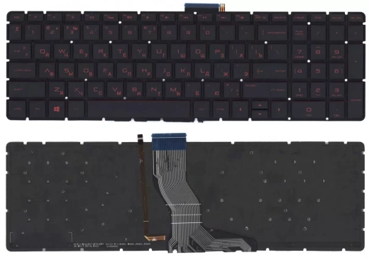 Клавиатура для ноутбука HP Omen 17-W000 черная с красной подсветкой