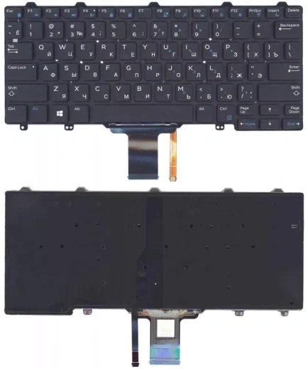 Клавиатура для ноутбука Dell e5250 черная с подсветкой