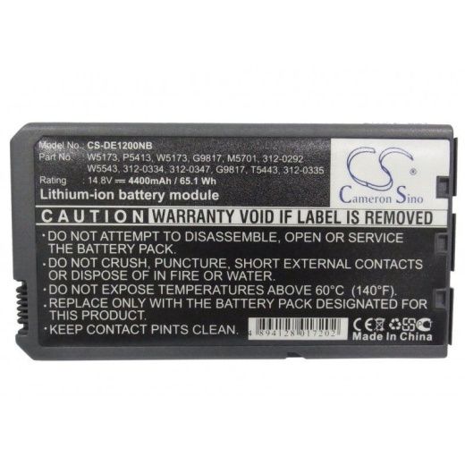 Аккумулятор CameronSino CS-DE1200NB для ноутбука Dell Inspiron 1000, Inspiron 1200, 14.8В, 4400 мАч, Li-ion, черный