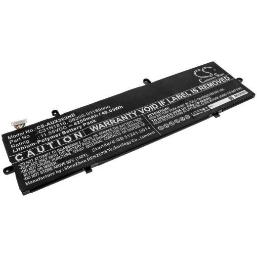 Аккумулятор CameronSino CS-AUX362NB для ноутбука Asus Flip UX362, Q326FA, Q326FA-BI7T13, 11.55В, 4250 мАч, 49.09 Вт, Li-Polymer, черный