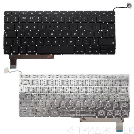 Клавиатура для ноутбука Apple MacBook A1286 с SD чёрная, большой Enter, с подсветкой