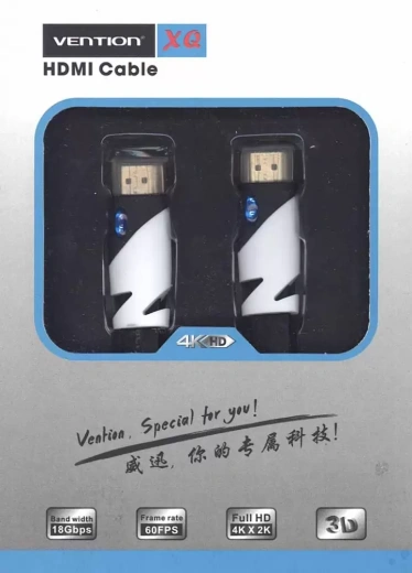 Кабель Vention HDMI (H330) 3m, черный плоский
