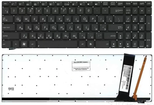 Клавиатура для ноутбука Asus N56DP, N56DY, N56VB, N76vz, N56VJ, N56VM, N56VZ, N76VB, Q550, Q550L, Q550LF, N550, N750, черная, с подсветкой, красные кнопки