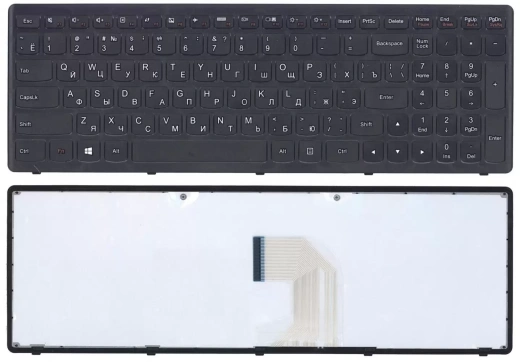 Клавиатура для ноутбука Lenovo IdeaPad Z500 черная c черной рамкой