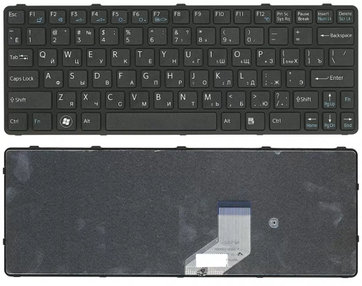 Клавиатура для ноутбука Sony Vaio SVE11, черная с черной рамкой