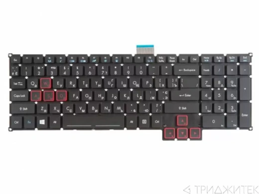 Клавиатура для ноутбука Acer Predator 17, 15, G9-591, 591R, G9-592, 593, G9-791, 792, G9-592 чёрная без рамки, с подсветкой