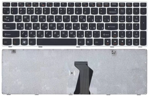 Клавиатура для ноутбука Lenovo Ideapad G580 G585 Z580 Z585 Z780 G780 черная с белой рамкой