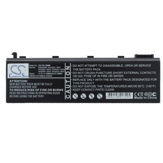 Аккумулятор CameronSino CS-TOL100NB для ноутбука Toshiba Equium L100-186, Equium L20-197, 14.4В, 2200 мАч, 31.68 Вт, Li-ion, черный