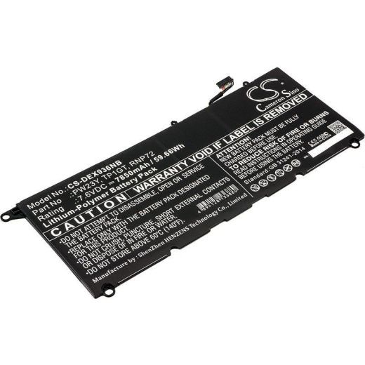 Аккумулятор CameronSino CS-DEX936NB для ноутбука Dell XPS 13 9360, 7.6В, 7850 мАч, 59.66 Вт, Li-Polymer, черный