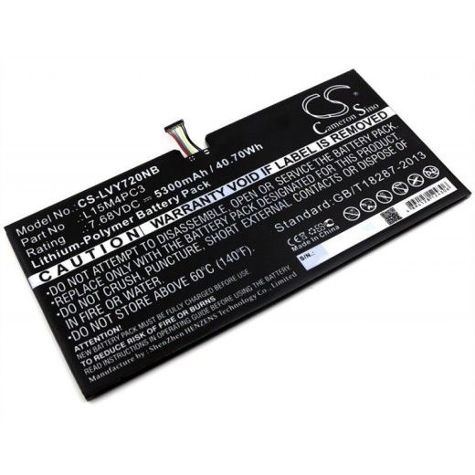 Аккумулятор CameronSino CS-LVY720NB для ноутбука Lenovo IdeaPad Miix 720, 7.68В, 5300 мАч, 40.7 Вт, Li-Polymer, черный