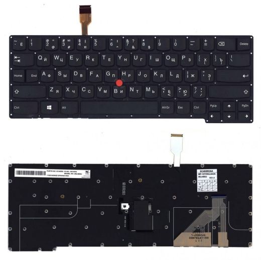 Клавиатура для ноутбука Lenovo Thinkpad Yoga X1 2st 3rd Gen черная с подсветкой