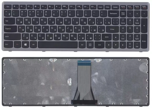 Клавиатура для ноутбука Lenovo G505s, Z510, S510, черная c серебристой рамкой