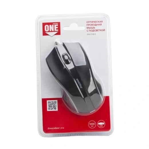 Мышь проводная с подсветкой Smartbuy ONE 338 черная