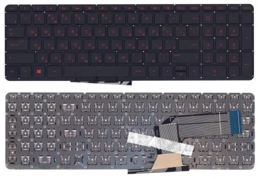 Клавиатура для ноутбука HP Pavilion 15-P, 17-F черная с красной подсветкой