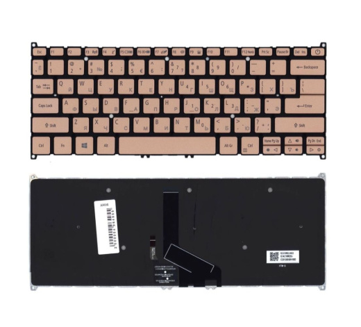 Клавиатура для ноутбука Acer Swift 5 SF514-52T золотистая, с подсветкой