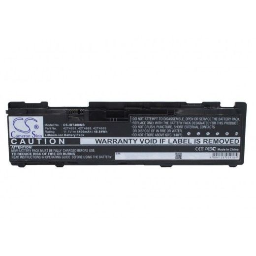 Аккумулятор CameronSino CS-IBT400NB для ноутбука Lenovo ThinkPad T400s, ThinkPad T400s 2801, 11.1В, 4400 мАч, Li-ion, черный