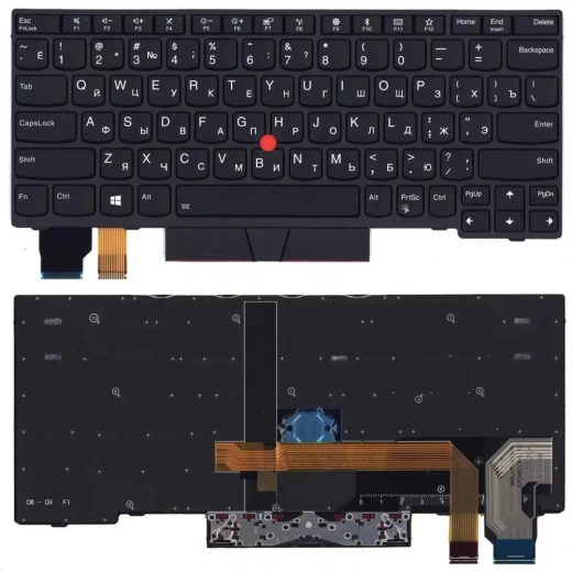 Клавиатура для ноутбука Lenovo X280 черная с подсветкой и указателем
