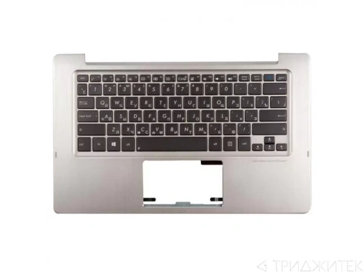 Клавиатура для ноутбука Asus TX300CA с топкейсом, серебристая панель, черные кнопки, с подсветкой