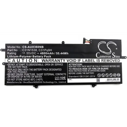 Аккумулятор CameronSino CS-AUX360NB для ноутбука Asus Q324UA, Q324UA-BHI7T17, 11.55В, 4800 мАч, 55.44 Вт, Li-Polymer, черный